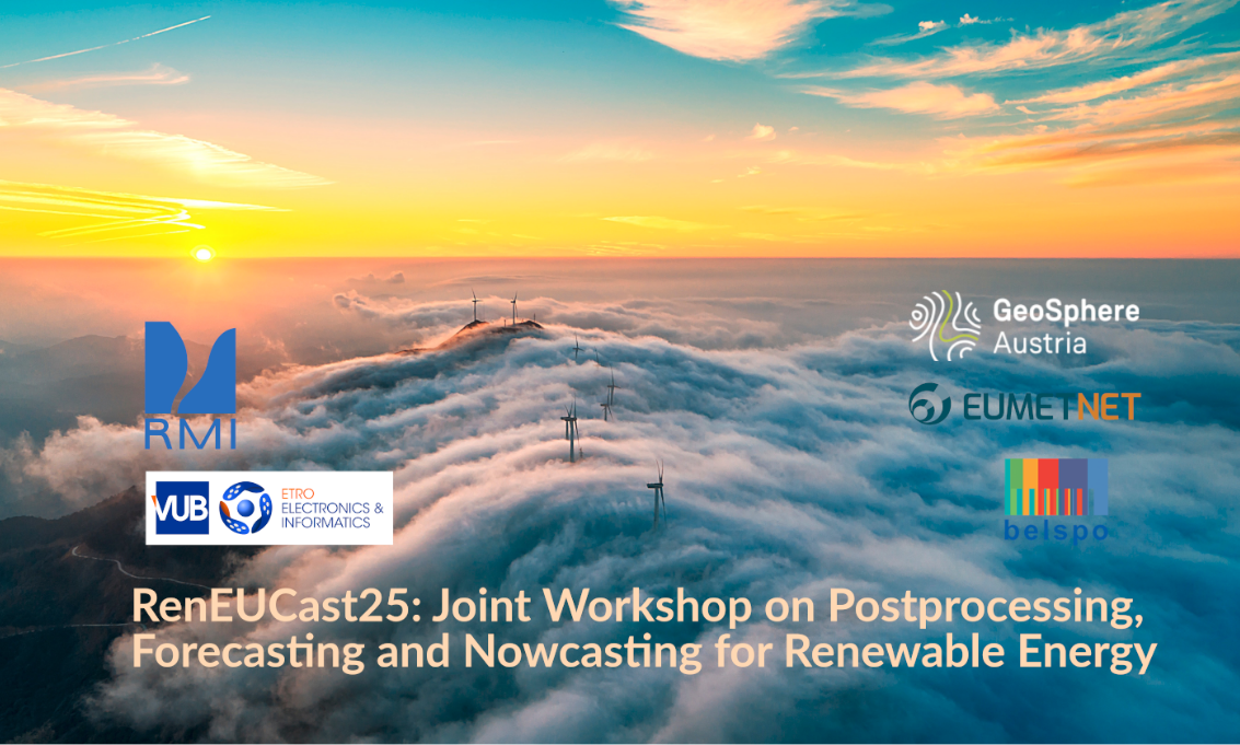 The RenEUCast fliers with the support of the event: RMI, Geosphere Austria, Belspo, EUMETNET and VUB-ETRO.